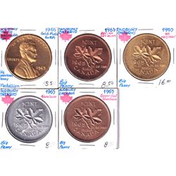 Lot of 5x Sudbury Ontario Big Penny Tokens in various medals. 5pcs