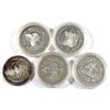 Image 1 : 5x 1978, 1981, 1982, 1983 & 1984 Kitchener-Waterloo Oktoberfest .999 Fine Silver Tokens (TAX Exempt)