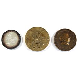 3x Prime Minister of Canada Commemoratve Medallions: 1975 John G. Diefenbaker 80 year Silver Medalli