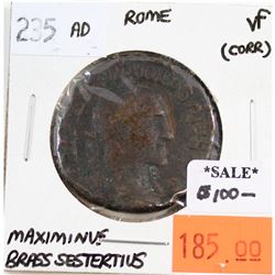 Rome 235 CE Brass Sestertius Maximinus Very Fine (corrosion)