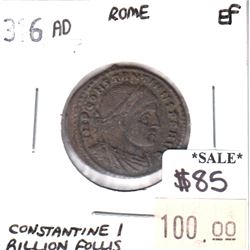 Rome 316 CE Rome Constantine I Billion Follis Extra Fine