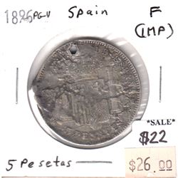 Spain 1896 PG-V 5 Pesetas Fine (impaired)