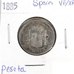 1885 Spain 1 Peseta VF-EF