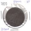 Image 1 : 1870 Spain 10 Centimos in Extra Fine Condition