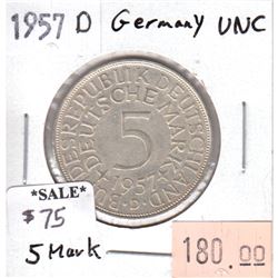 Germany 1957D 5 Mark Uncirculated