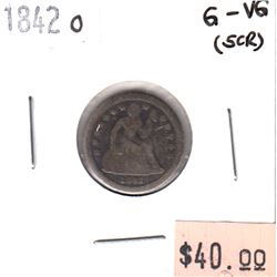 1842O USA Dime G-VG (hole)