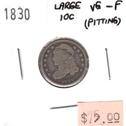 1830 Large 10c USA Dime VG-F (VG-10) pitting