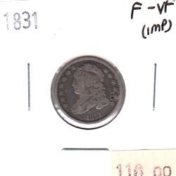 1831 USA Dime F-VF (F-15) impaired