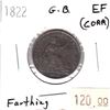 Image 1 : Great Britain 1822 Farthing Extra Fine (EF-40) corrosion