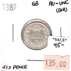 Great Britain 1889 6 Pence AU-UNC (scratched)