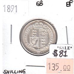 Great Britain 1891 Shilling Extra Fine