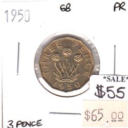 Great Britain 1950 3 Pence Proof