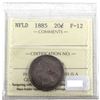 Image 1 : 1885 Newfoundland 20-cent ICCS Certified F-12.