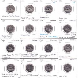 16x Canada Error 5-cents from 1957-2007. 16pcs