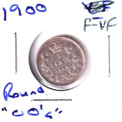 1900 Canada 5-cent Round 0's F-VF.