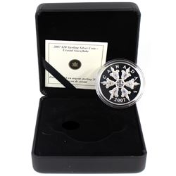 2007 Canada $20 Iridescent Crystal Snowflake Sterling Silver Coin (capsule lightly scratched & comes