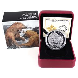 2016 Canada $20 Grizzly Bear - The Battle Fine Silver Coin (lightly toned). TAX Exempt