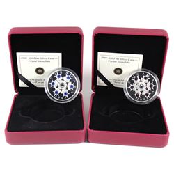 2008 Canada $20 Sapphire & Amethyst Crystal Snowflake Fine Silver Coins (Amethyst capsule is scuffed