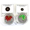 Image 1 : 2008 & 2009 Canada $20 Crystal Raindrop Fine Silver Coins Encapsulated with COAs (capsules are light