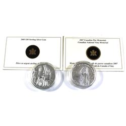 2005 & 2007 Canada $30 Sterling Silver Coins Encapsulated with COAs - 2005 Totem Pole & 2007 Nationa