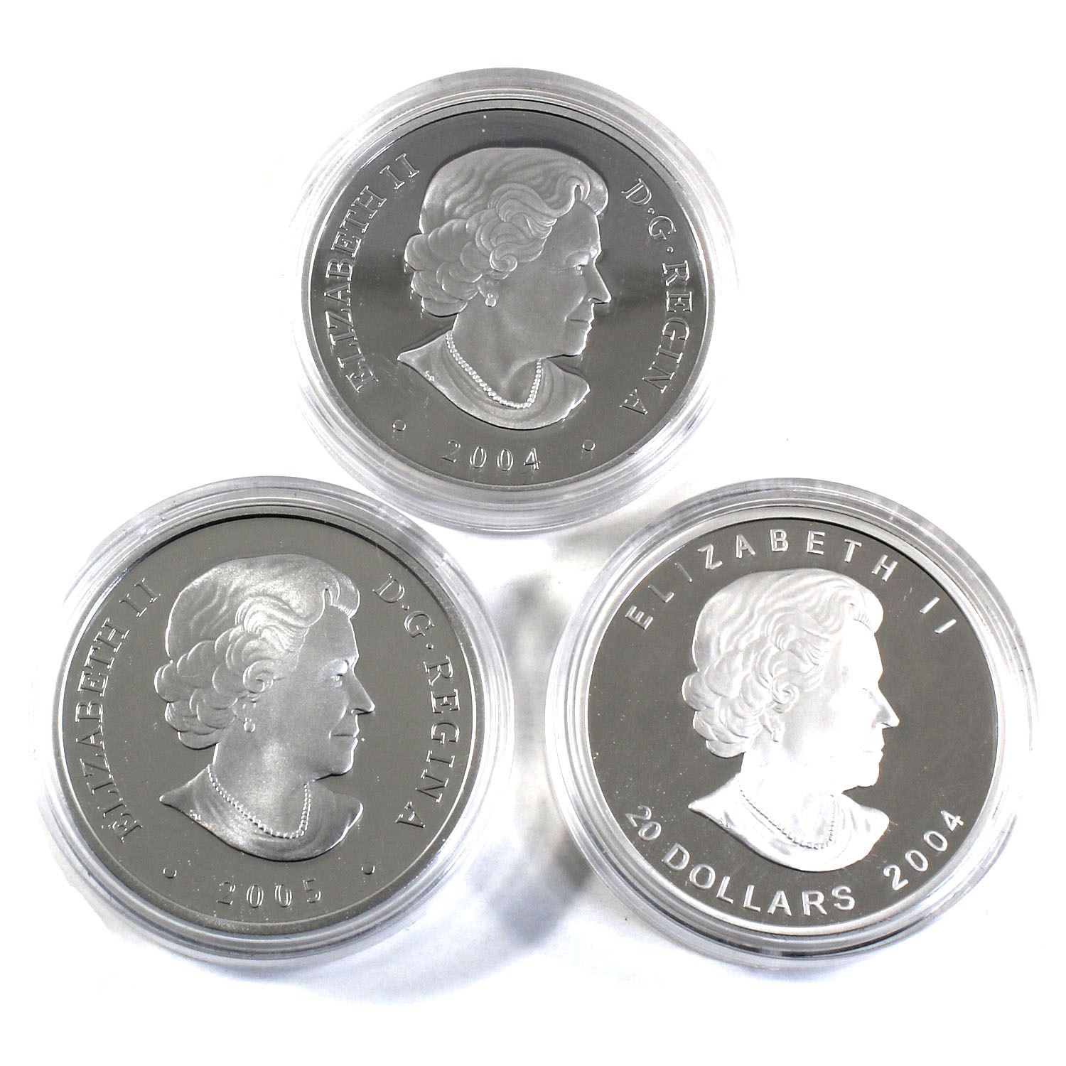 2004 & 2005 Canada $20 Fine Silver Coins in Capsules - 2004 Natural ...