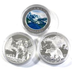 2003 & 2x 2006 Canada $20 Fine Silver Coins in Capsules - 2003 Canadian Rockies, 2006 National Parks