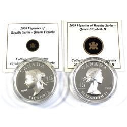 2008 & 2009 Canada $15 Vignettes of Royalty Series Sterling Silver Coins Encapsulated with COAs - 20