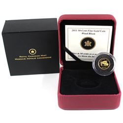 2011 Canada 50-cent Wood Bison 1/25oz Fine Gold Coin (TAX Exempt).