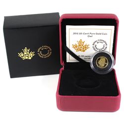 2015 Canada 50-cent Owl 1/25oz Fine Gold Coin (TAX Exempt).