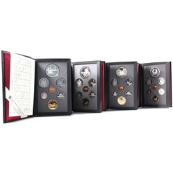 1988, 1989, 1990 & 1991 Canada 7-coin Double Dollar Proof Sets (Silver Dollars are toned). 4pcs
