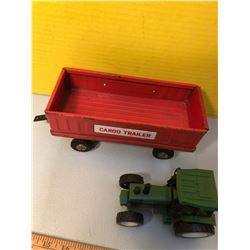 GREEN TRACTOR AND CARGO TRAILER