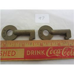 TWO CNR RAILWAY KEYS