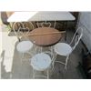 Image 2 : ANTIQUE STEEL ICE CREAM PARLOR SET 4 CHAIRS AND TABLE