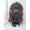 Image 1 : Refined Execution Bhudda Head Woodcarving - Height 11"