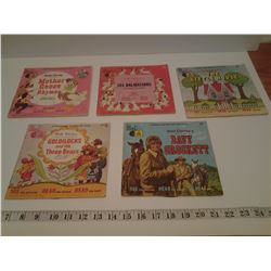 5 Vintage Walt Disney See, Hear, and Read Along Books and Records