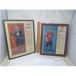 2- FRAMED NHL MAGAZINE PAGES (BILLY HARRIS + RALPH BACKSTROM)