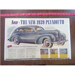 1939 PLYMOUTH MAGAZINE AD POSTER