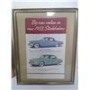 Image 3 : 3- FRAMED CAR ADS (PRESIDENT V8 + 1955 STUDEBAKER + 1966 CHEVORLET)