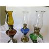 Image 1 : 3 DECORATIVE PERFUME LAMPS - BLUE, BROWN, AND GREEN 10"