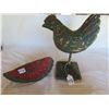 Image 1 : WOODEN CHICKEN/WATERMELON FOLK ART