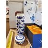 Image 2 : JAPANESE DECORATED BLUE / WHITE PORCELAIN CONTAINER (SCREW TOP)