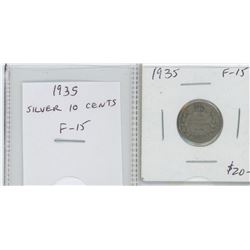 1935 GEORGE V SILVER 10 CENTS. F-15.