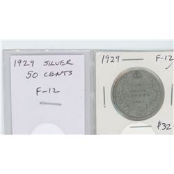 1929 GEORGE V SILVER 50 CENTS. F-12.
