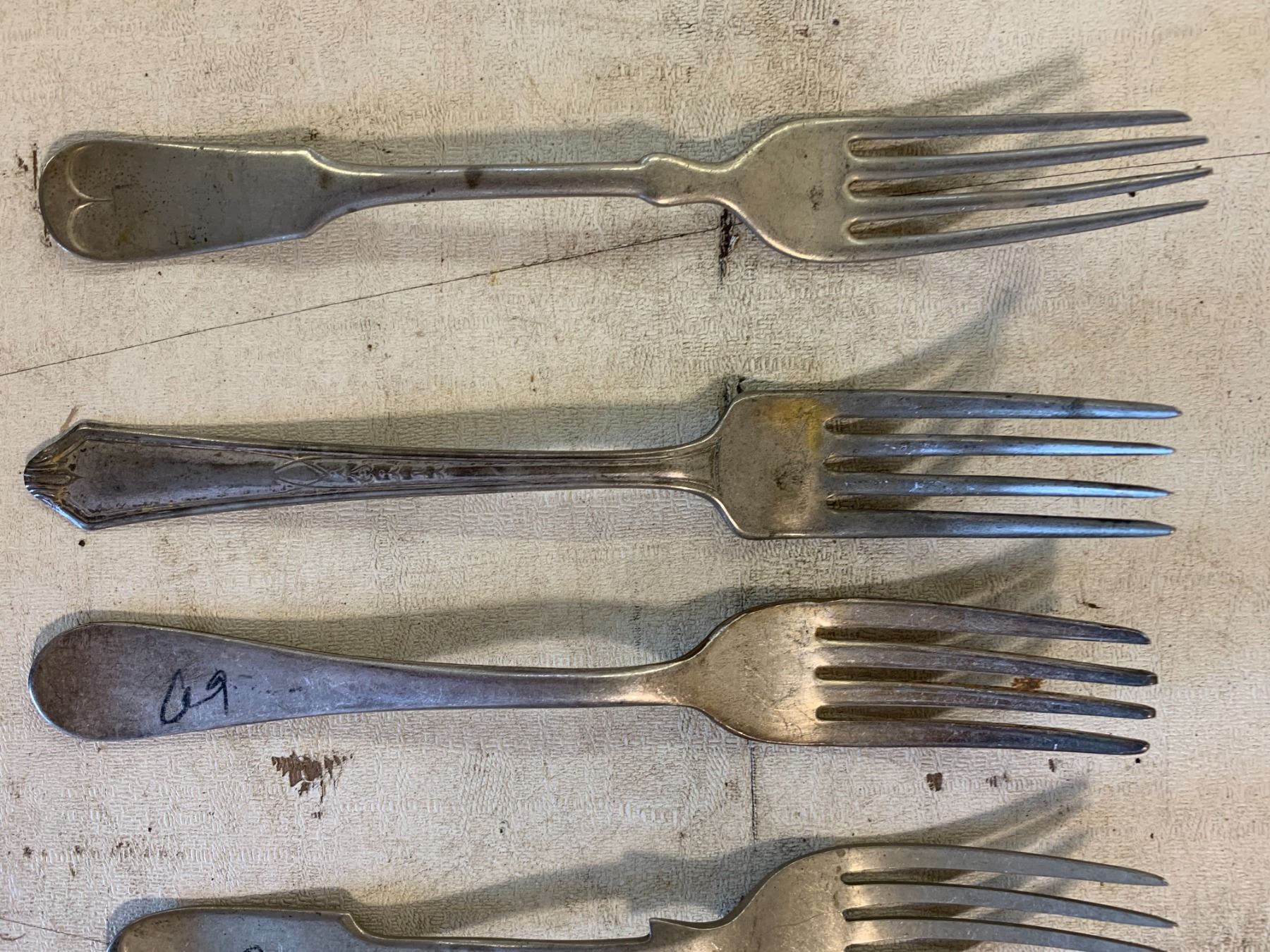 6 Vintage Forks, 3 Vintage Spoons (all silver plated)
