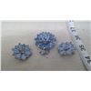 Image 1 : BLUE FLORAL BROACH AND EARRING SET
