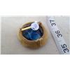 Image 2 : BLUE STONE AND GOLD STONE WOVEN METAL BROACH