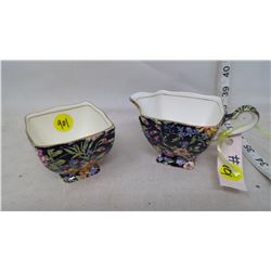 CHINTZ CREAM AND SUGAR, ROYAL WINTON, "NANTON" PATTERN