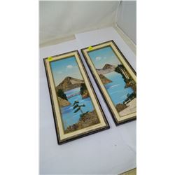 VINTAGE HANDCRAFTED JASPER PICTURES 6 1/2" X 15 1/2"