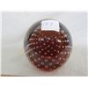 Image 2 : VINTAGE GLASS PAPERWEIGHT RED WITH BUBBLES
