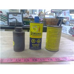 IRON FUELING CAN + LIGHTER FUEL CAN + SMALL OIL CAN